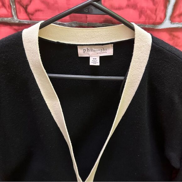 Philosophy Chic Padded shoulder Novelty Button Pocket Cardigan M - Picture 10 of 10